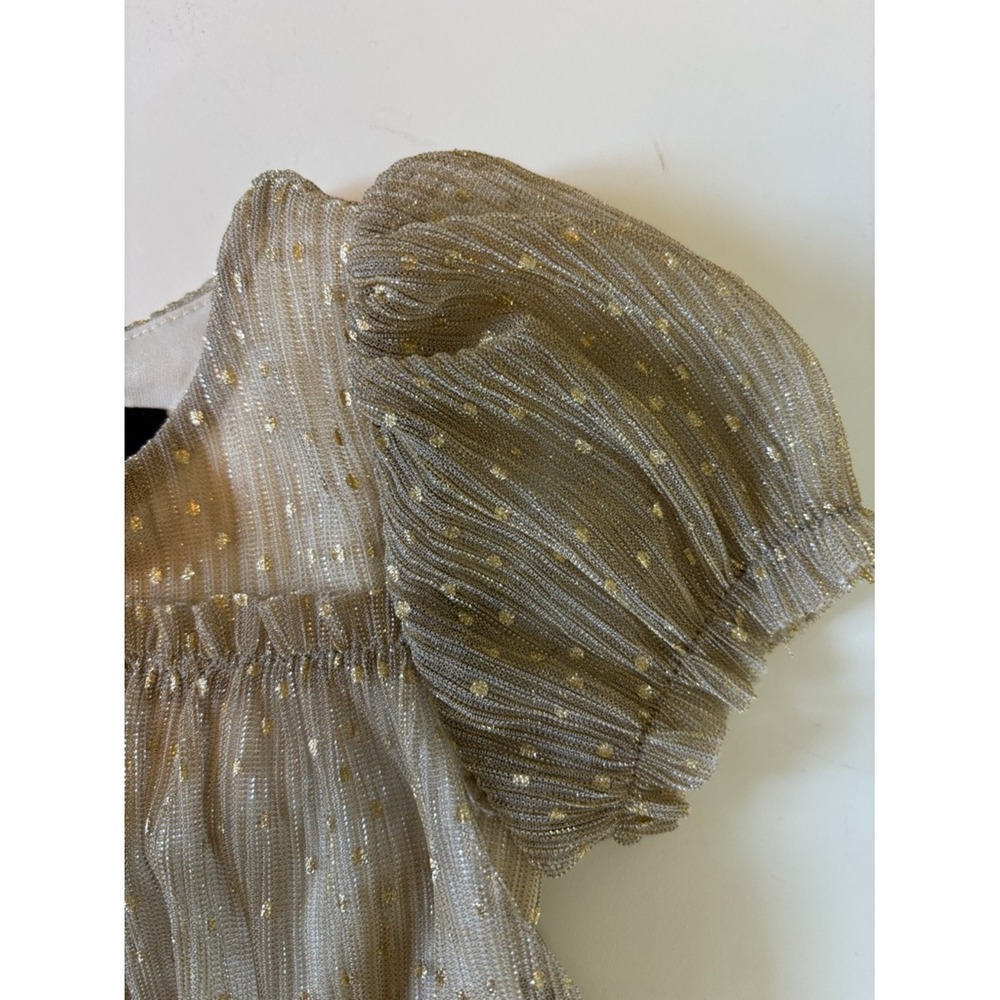 lilt Gold Dot Metallic Ruffle Dress 2T - Picture 5 of 5